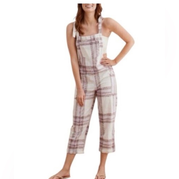 aerie Pants - Aerie purple plaid overalls small